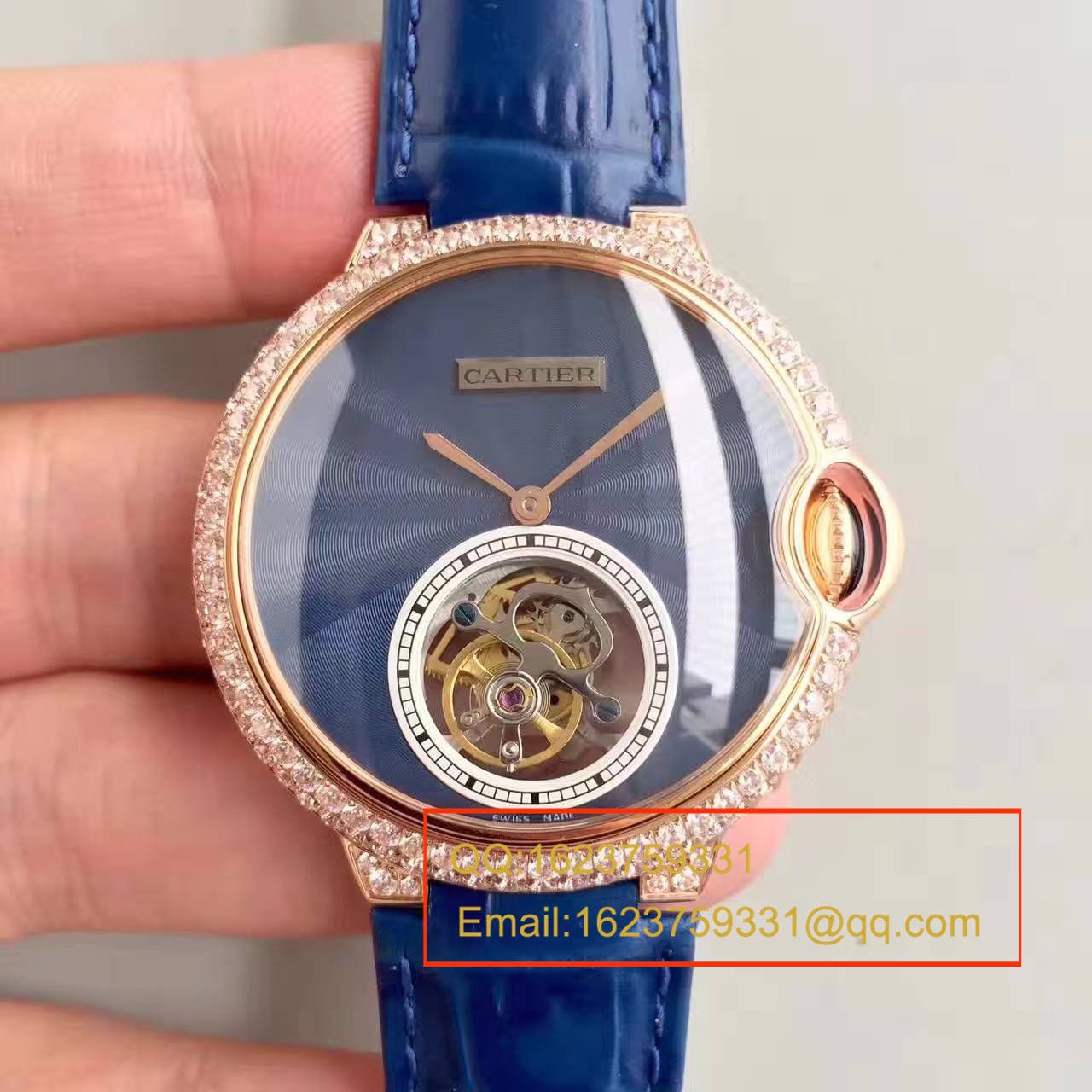 TF厂卡地亚CARTIER 蓝气球系列 扭索雕纹表盘 W6920105女士陀飞轮腕表 / KDY003   TF厂卡地亚CARTIER 蓝气球系列 扭索雕纹表盘 W6920105女士陀飞轮腕表 / KDY003