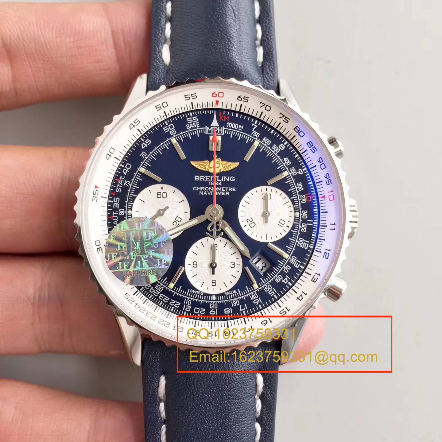   JF厂百年灵航空计时系列“太阳的后裔”-蓝面表盘-Navitimer航空精钢表链腕表 / BL017