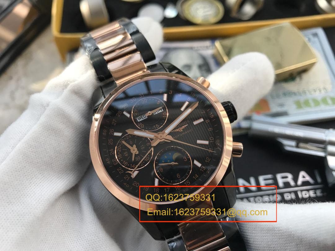 视频评测YL厂浪琴康铂旗舰版黑面间金版男表 / L054