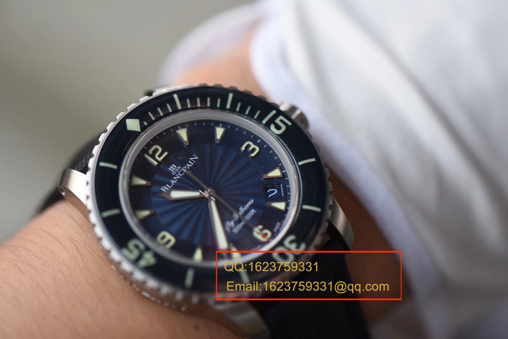 视频评测ZF  宝珀Blancpain 五十噚超薄机芯系列 5015D-1140-52B蓝面腕表 / BP035