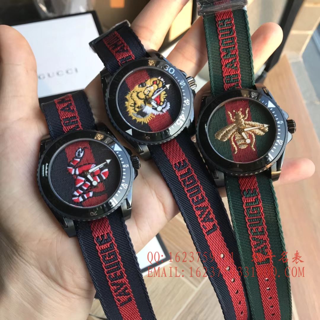   香港原单 支持专柜验货  Original Gucci 古驰新款刺绣款Le Marché des Merveilles系列男表 / 