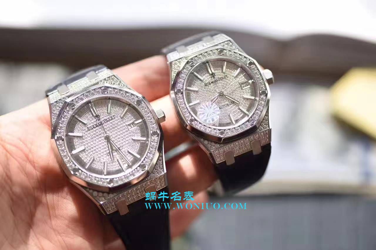 视频评测JF厂爱彼满天星皇家橡树系列15452BC.ZZ.D019CR.01，15402OR.ZZ.D003CR.01男女通用满钻腕表 / AP108