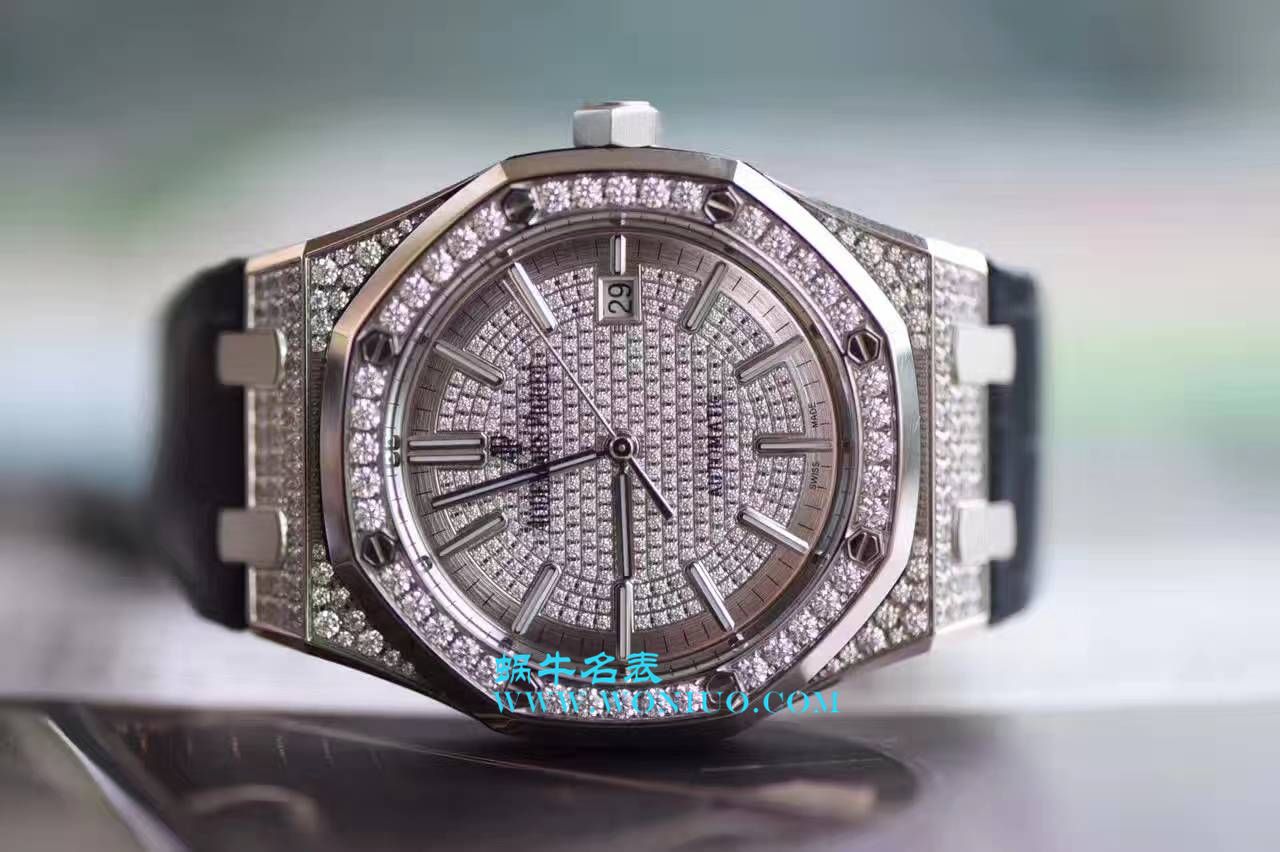 视频评测JF厂爱彼满天星皇家橡树系列15452BC.ZZ.D019CR.01，15402OR.ZZ.D003CR.01男女通用满钻腕表 / AP108
