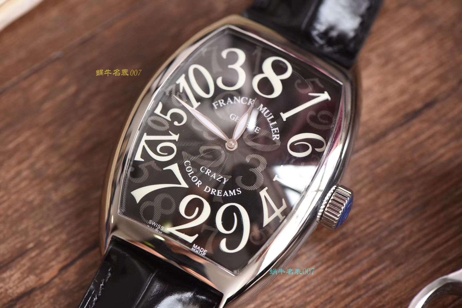   台湾厂法兰克穆勒手表  法穆兰CRAZY HOURS 系列 8880 CH 白金表壳白面时标黑盘腕表 / FL039