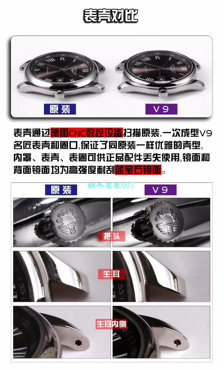   V9厂浪琴名匠系列L2.793.4.71.6，L2.793.4.57.6等多面单历腕表 / L113