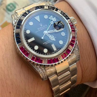 LF厂Rolex表土豪版彩虹钻  劳力士格林尼治型II系列116759 SAru-78209腕表