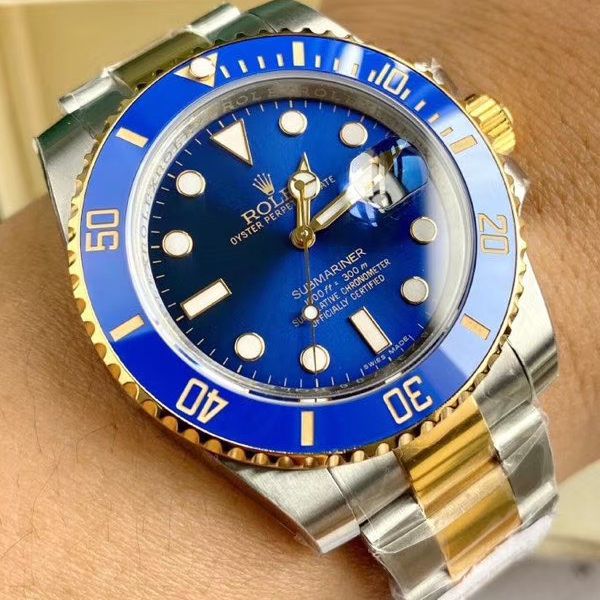 高端定制包金ETA机芯劳力士潜航者型116613LB-97203 蓝盘腕表(间金蓝水鬼)