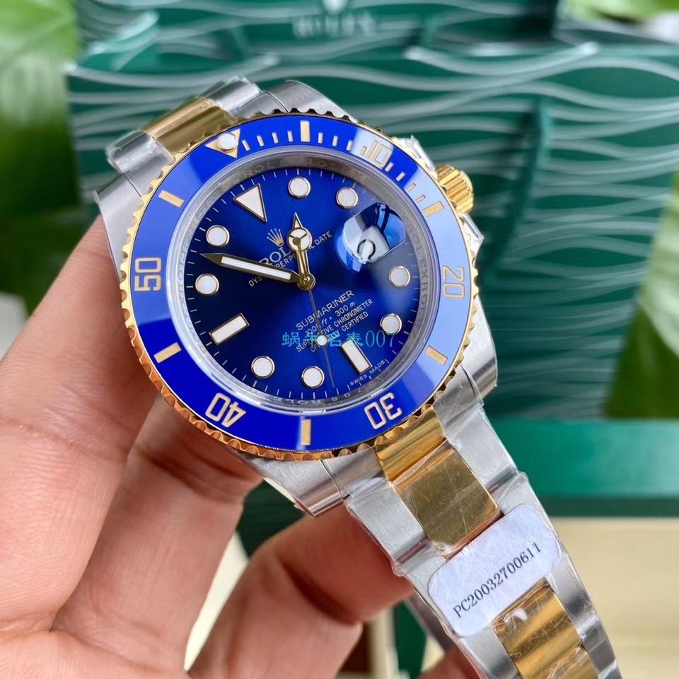 高端定制包金ETA机芯劳力士潜航者型116613LB-97203 蓝盘腕表(间金蓝水鬼) / R597