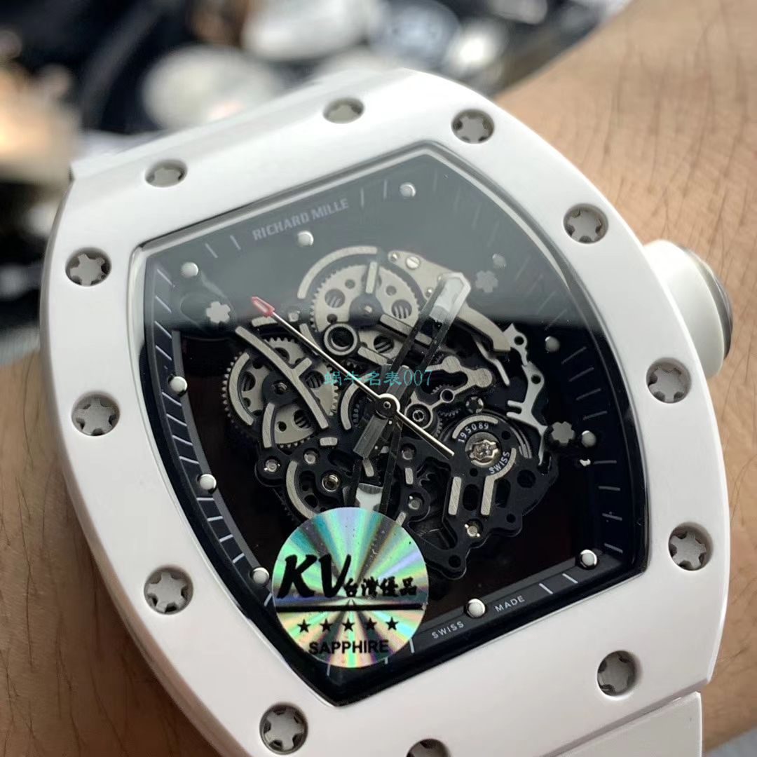 视频评测KV台湾厂最新巨作！RICHARD MILLE理查德米勒RM055白陶瓷白面橡胶带新款 / RM 055MM
