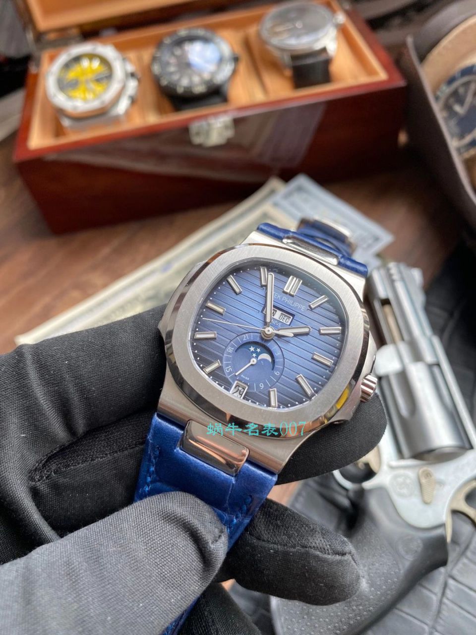 GR厂百达翡丽PatekPhilippe手表多少钱鹦鹉螺V2真月相5726/1A-014皮带款 / BD326