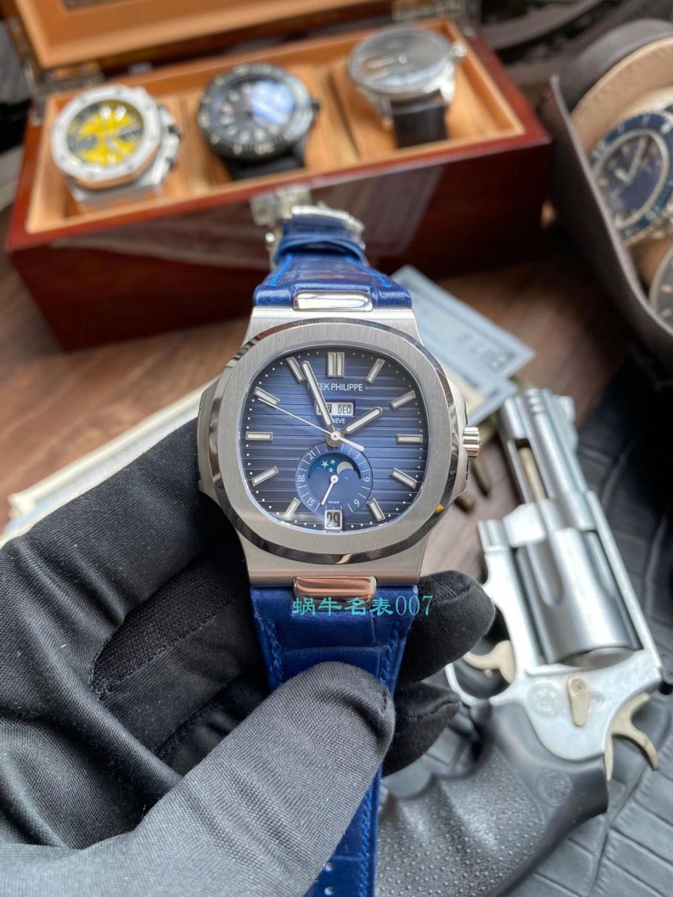 GR厂百达翡丽PatekPhilippe手表多少钱鹦鹉螺V2真月相5726/1A-014皮带款 / BD326