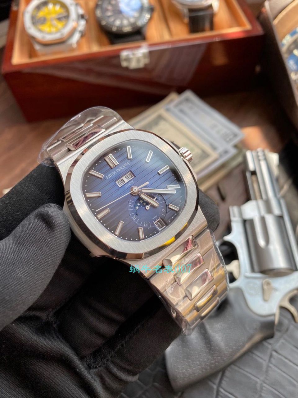 GR厂百达翡丽PatekPhilippe手表多少钱鹦鹉螺V2真月相5726/1A-014皮带款 / BD326
