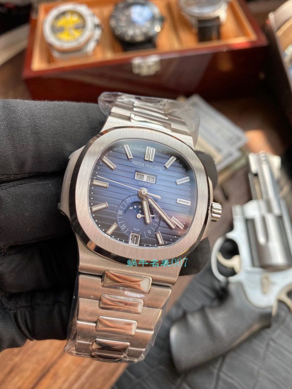 GR厂百达翡丽PatekPhilippe手表多少钱鹦鹉螺V2真月相5726/1A-014皮带款 / BD326