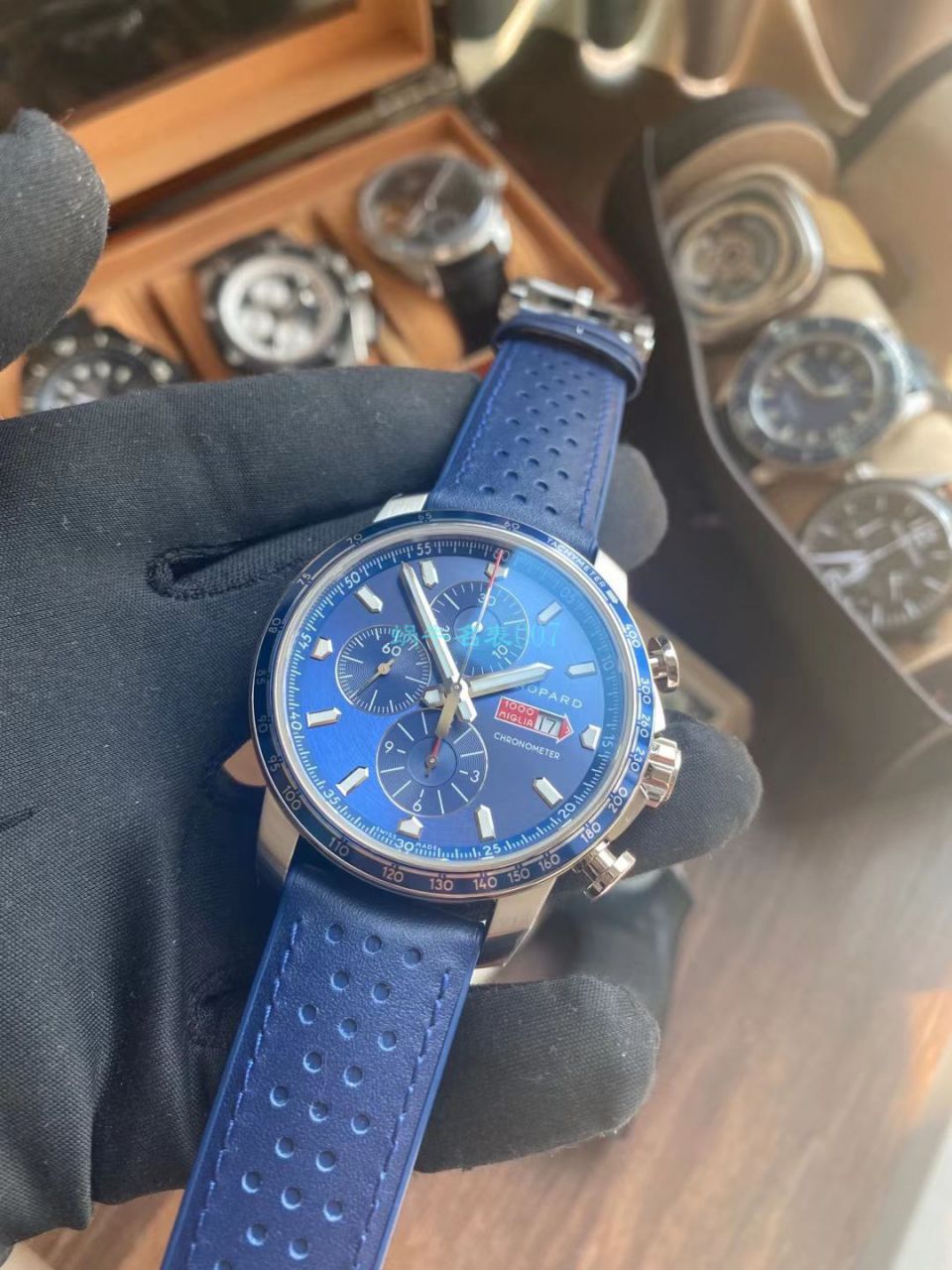 V7厂萧邦MILLE MIGLIA GTS AZZURRO 168571-3007蓝面古董赛车主题腕表 / XB080