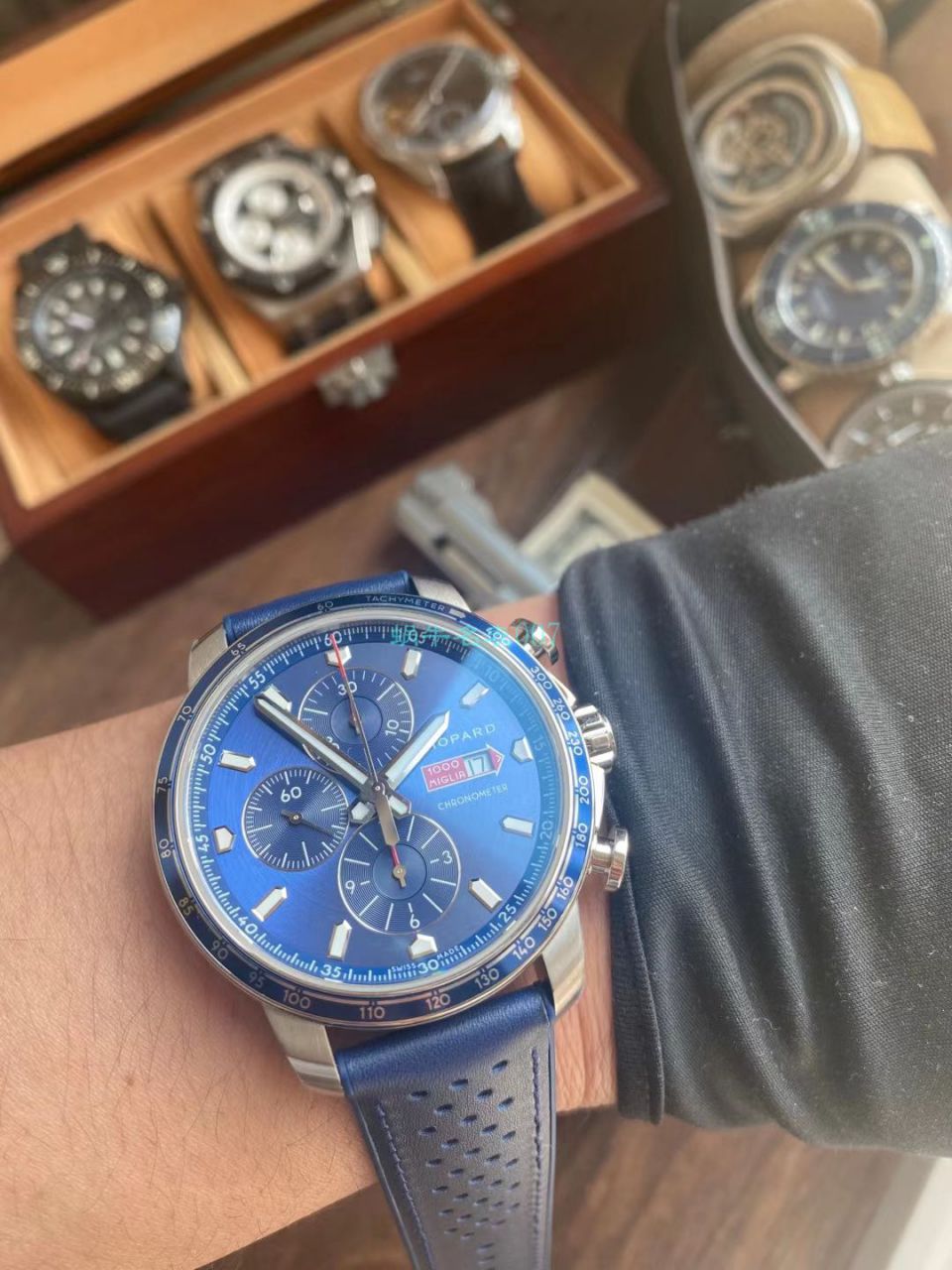 V7厂萧邦MILLE MIGLIA GTS AZZURRO 168571-3007蓝面古董赛车主题腕表 / XB080