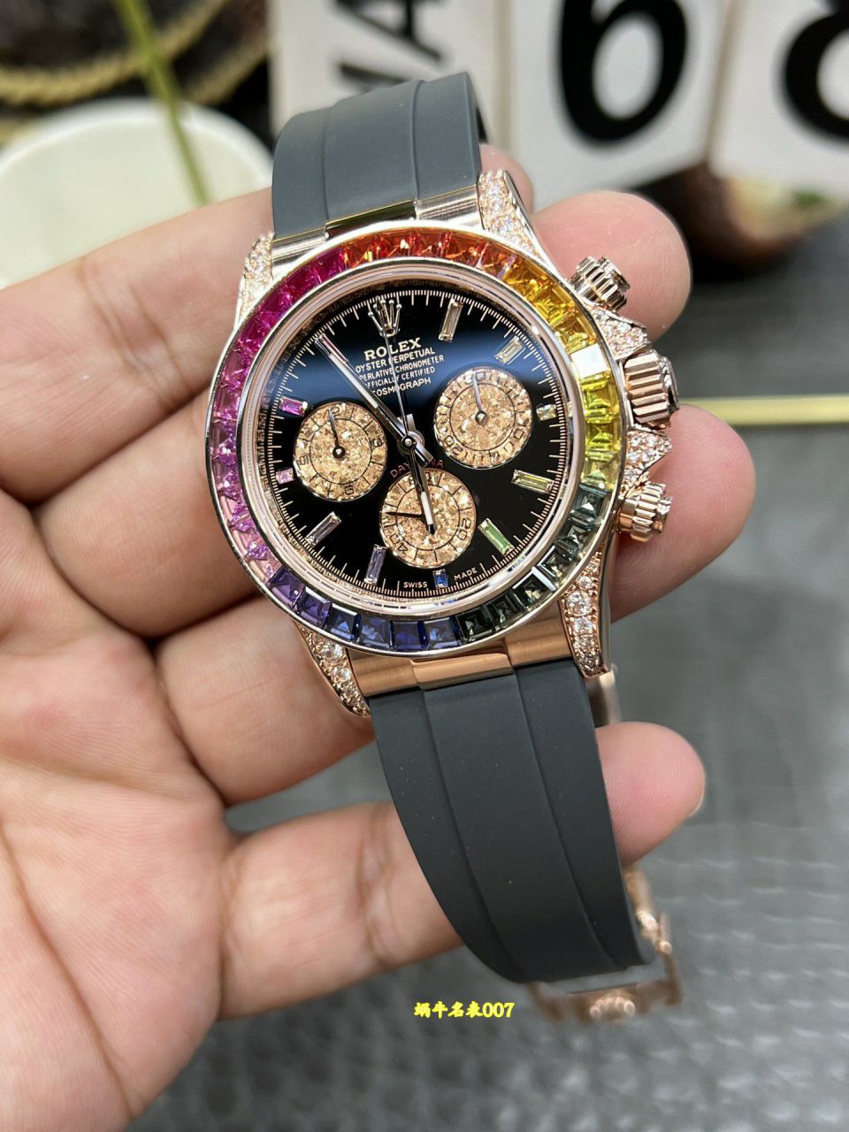 Cbd劳力士顶级复刻私人定制迪通拿系列40mm彩虹迪沙金眼手表 / R1026