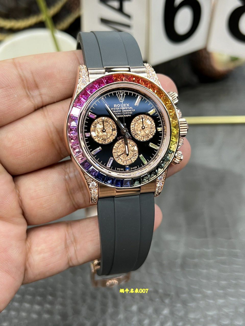 Cbd劳力士顶级复刻私人定制迪通拿系列40mm彩虹迪沙金眼手表 / R1026