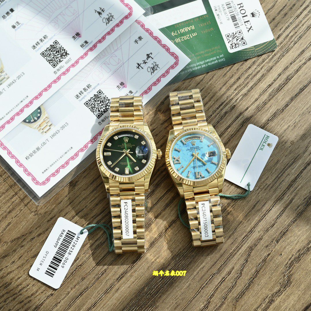 视频评测高端包金劳力士星期日历型绿松石m128238-0071腕表 / R1037