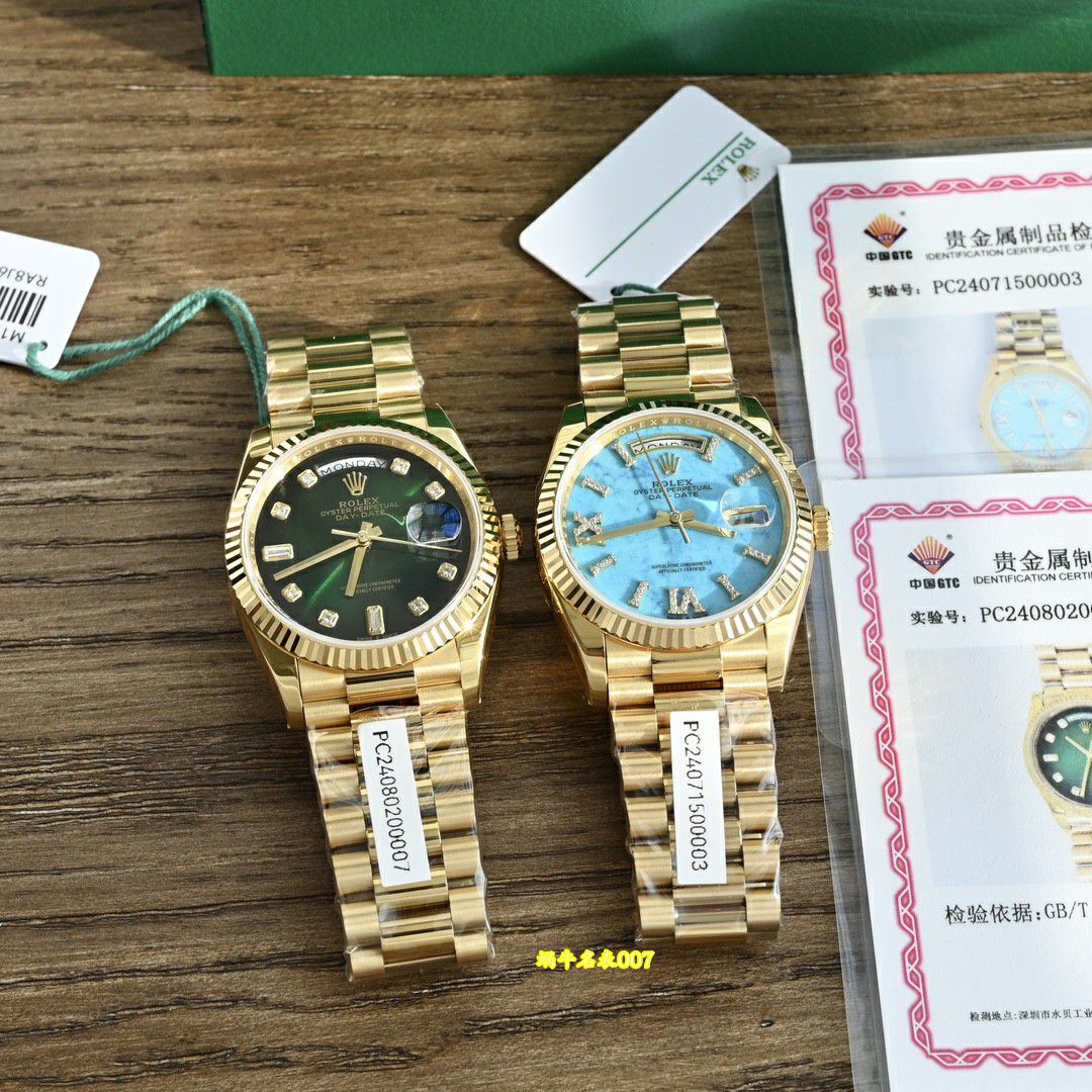 视频评测高端包金劳力士星期日历型绿松石m128238-0071腕表 / R1037